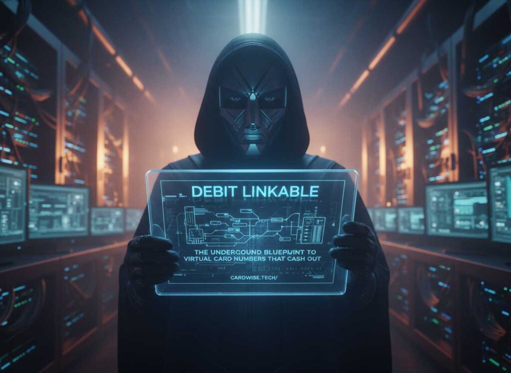 Underground blueprint graphic for debit linkable virtual card numbers and cash out strategy