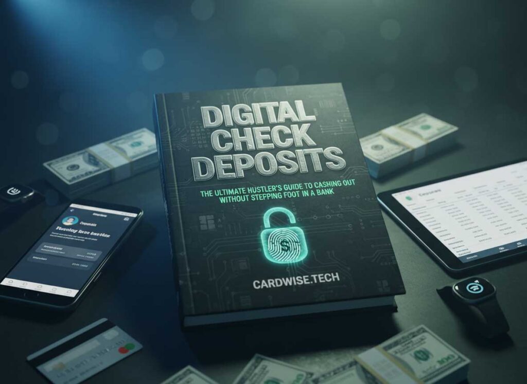 Digital check deposits ultimate hustler’s guide featuring a smartphone with a check deposit screen.