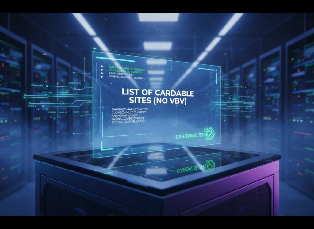 List of Cardable Sites. A colorful diagram of an icon clearly stating cardable sites lists