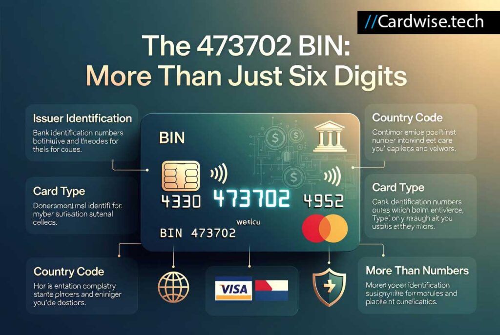 Featured image for The 473702 BIN: More Than Just Six Digits article showing a card with highlighted BIN digits