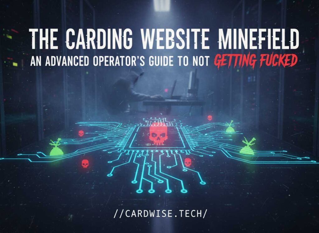 Carding Website Minefield. Advanced operator's guide to navigating carding websites safely, covering vetting protocols, red flags, and the full carding ecosystem