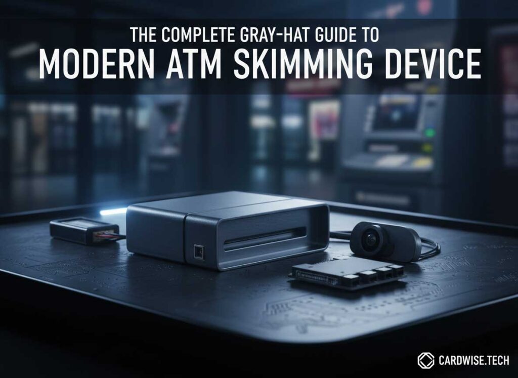 ATM Skimming Device. Diagram showing components of a modern ATM skimming device including magnetic stripe reader, pinhole camera, Bluetooth module, and microcontroller