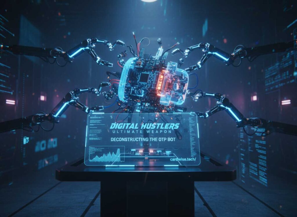 The Digital Hustler’s Ultimate Weapon: Deconstructing the OTP Bot OTP bot deconstruction featured image showing a smartphone with spoofed bank caller ID and a captured OTP code on a dark background