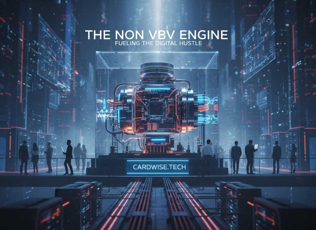 Featured image for The Non VBV Engine article showing an engine with ecosystem components