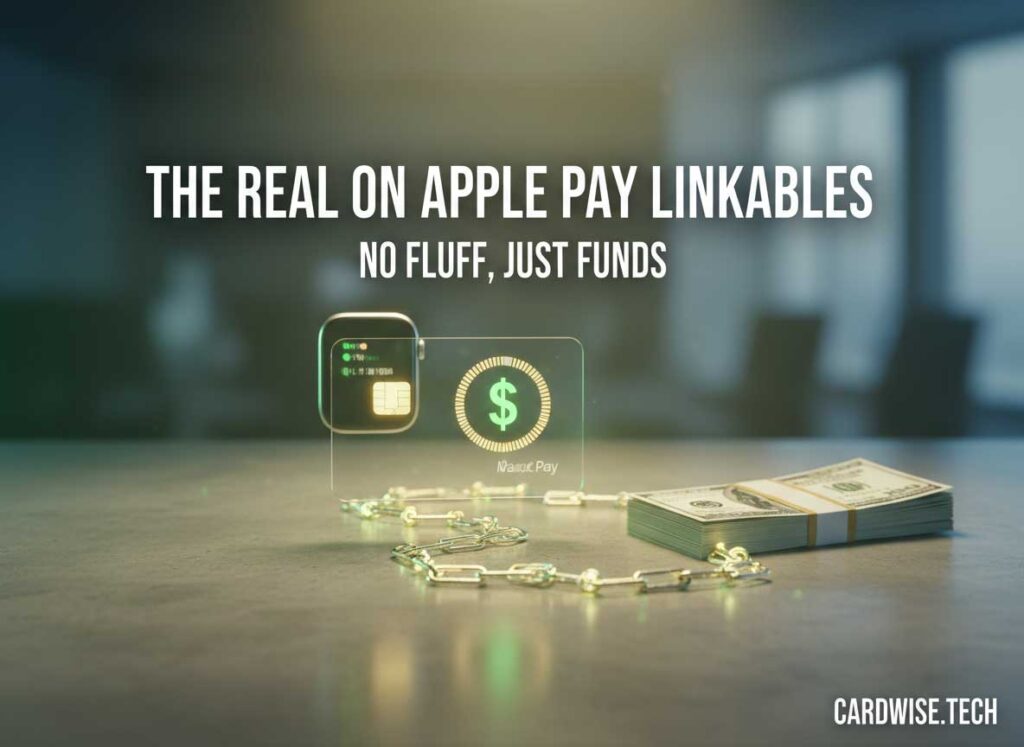 Real Apple Pay linkables guide showing card provisioning into iPhone Wallet app with Secure Element token flow