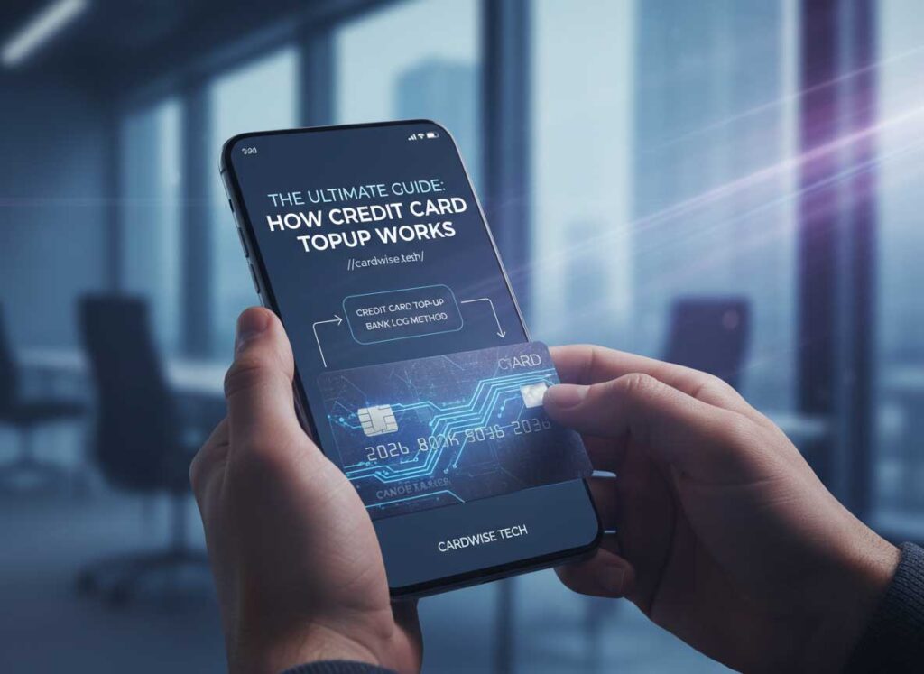 Credit card topup bank log method 2026 guide featuring a glowing banking interface screen surrounded by data streams and security symbols representing the intersection of financial access and technical precision.