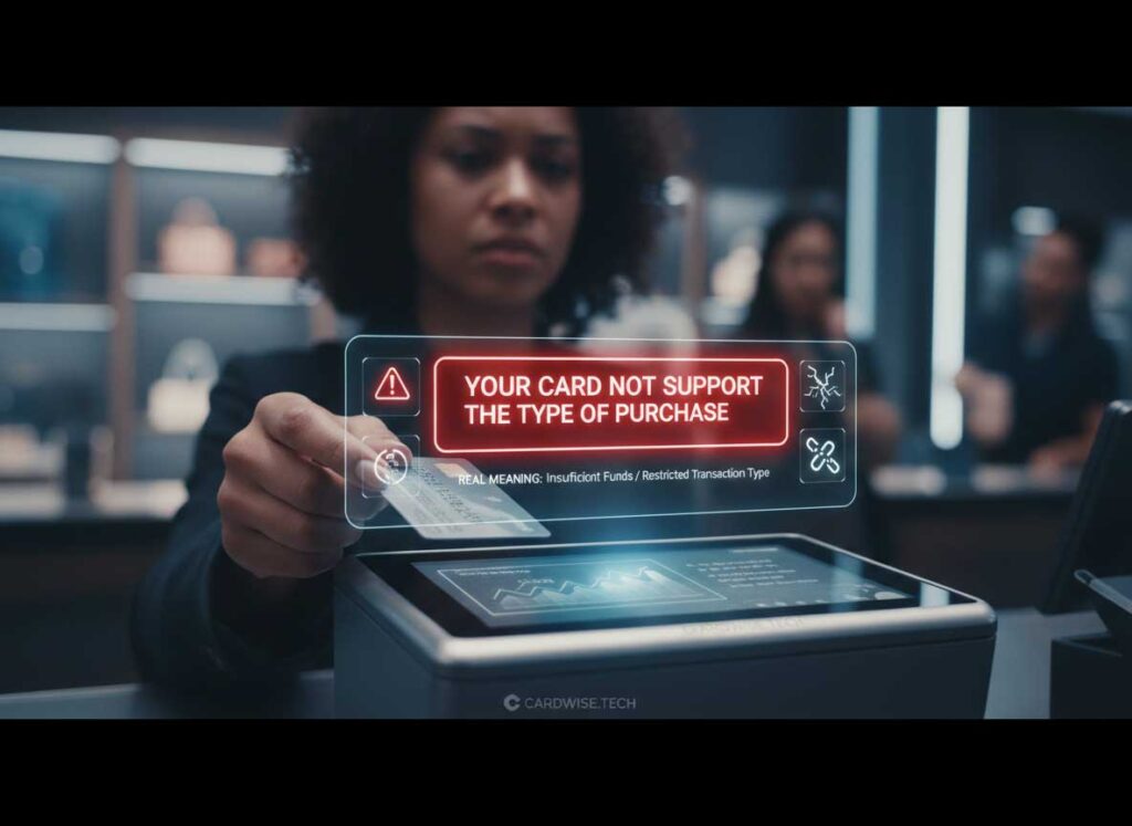 Credit card displaying the error message "Your card does not support this type of purchase"